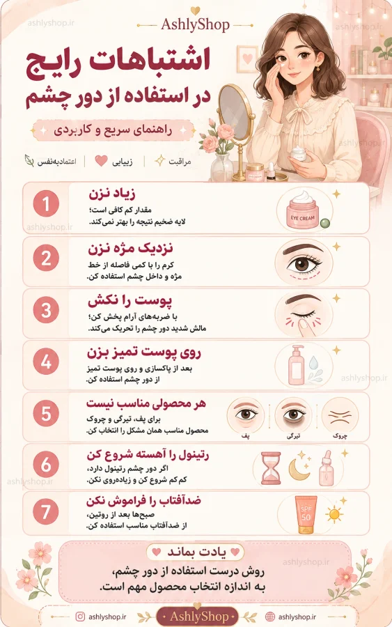 اشتباهات رایج در استفاده از کرم دور چشم اینفوگرافیک خلاصه مطلب