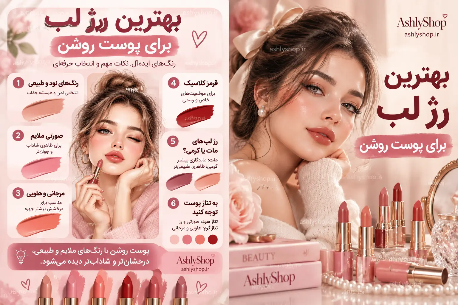 بهترین رژ لب برای پوست روشن؛ راهنمای انتخاب رنگ رژ لب بر اساس تناژ و آندر‌تون پوست