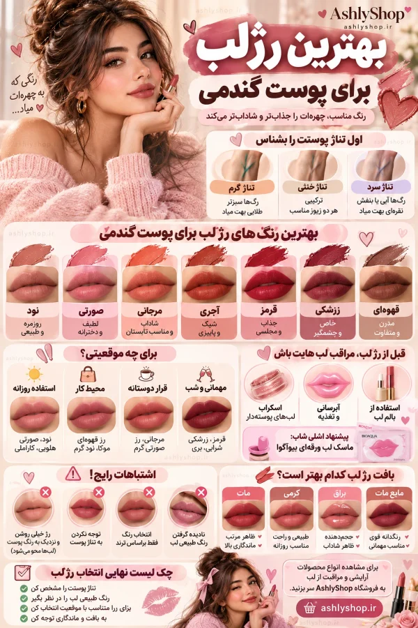 بهترین رژ لب برای پوست گندمی