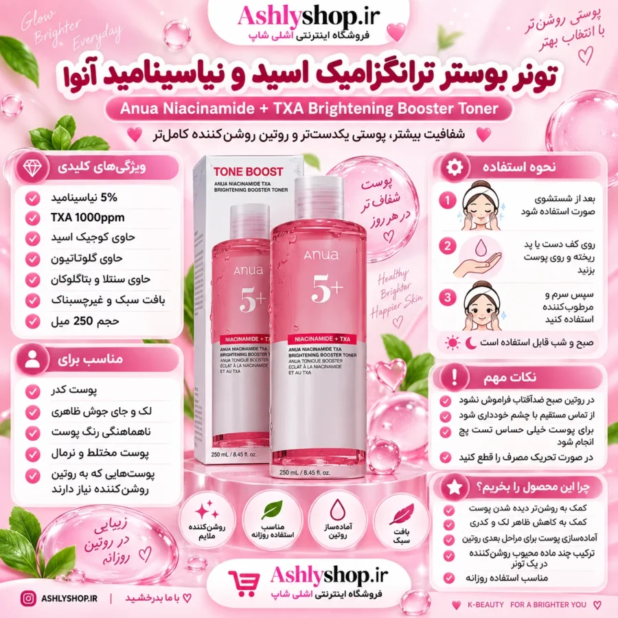 تونر ترانگزامیک اسید و نیاسینامید آنوا