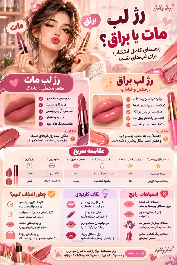 رژ لب مات یا براق